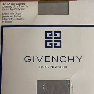 NWT Givenchy Shimmery Ultra Silver Sheer Control Top Pantyhose